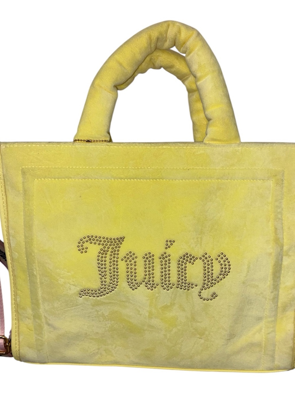 Juicy Couture Yellow Velvet Tote with Studded Logo